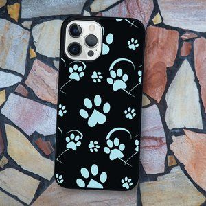 Paw Print Dog Paw Cute Dog Love Heart White Black iPhone Case